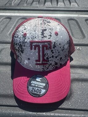 Colosseum Maroon and Gray Temple 'T' Trucker Hat